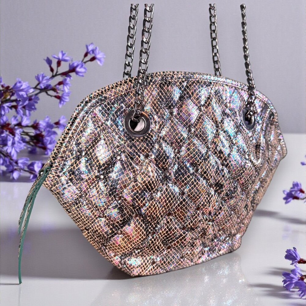 Sharif Metallic Python Embossed Leather Dome Conv… - image 4